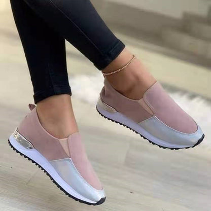 Ladies Low Top Round Toe Colorblock Plus Size Sneakers