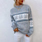 Winter Snowflake Sweater Fashion Half Turtleneck Pullover Knitted Tops Women's Christmas Clothing