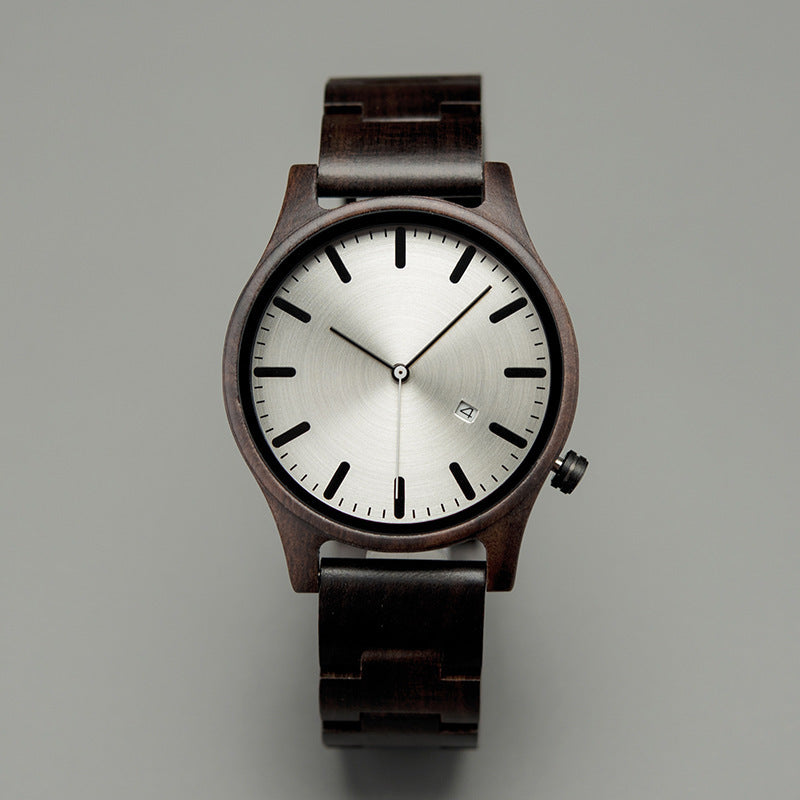 Wood Quartz Pointer Watch Men