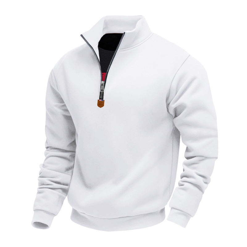 Men's Stand Collar Long Sleeve Half-zip Sport Casual Sweatshirt