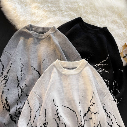 Round Neck Pullover Sweater Retro Couple Sweater