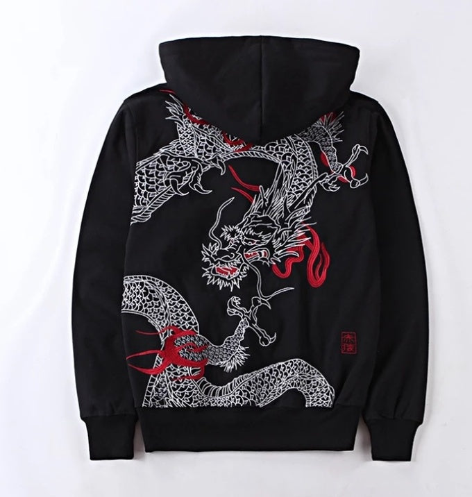 Red Embroidered Dragon Sweatshirt