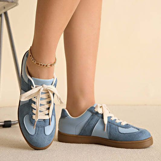Round Toe All-matching Lace-up Flat Retro Low-top Sports Board Shoes