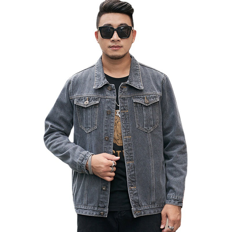 Men's Plus Velvet Thick Denim Jacket Plus Fertilizer To Increase