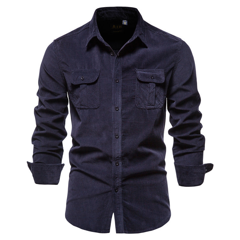 Cotton Japanese Corduroy Slim Casual Men's Shirt