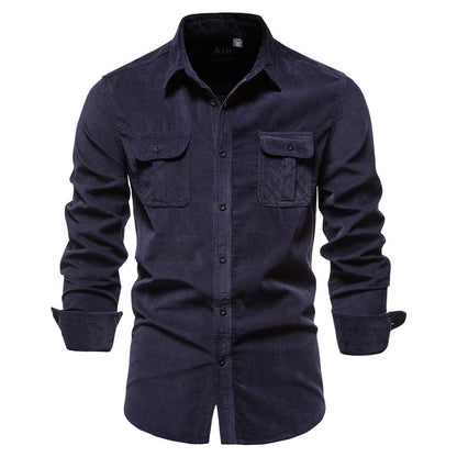 Cotton Japanese Corduroy Slim Casual Men's Shirt