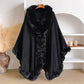 Oversized Loose Irregular Fur Collar Cape Shawl
