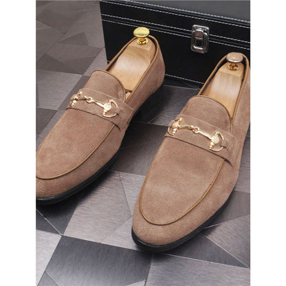 Men's Breathable Genuine Leather Slip-on Trendy Beanie Shoes Light Luxury Suede Leather Lazy Shoes