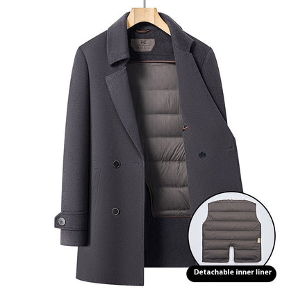 Double-sided Wool Overcoat Men's Mid-length Suit Collar Woolen Coat