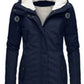 Winter Hooded Jacket Solid Color Warm Buckle Zip-up Fleece Jacket With Pockets Women's Casual Jacket