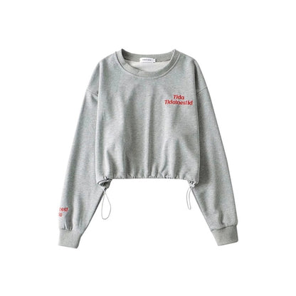Casual Loose Letter Embroidered Long Sleeve Sweatshirt