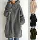 Oversized S-5XL Women Loose Hooded Coats Autumn Female Tie Collar Long Sleeve Zipper Up Add Velvet Long Sweatshirt