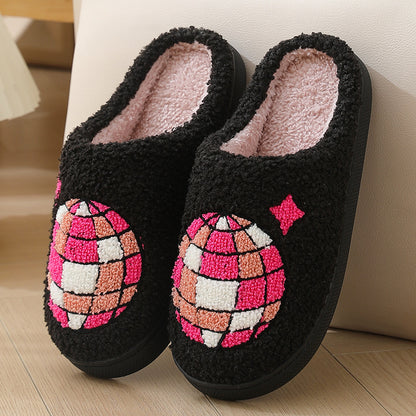 Comfortable Home Warm Cartoon Embroidered Balloon Cotton Slippers