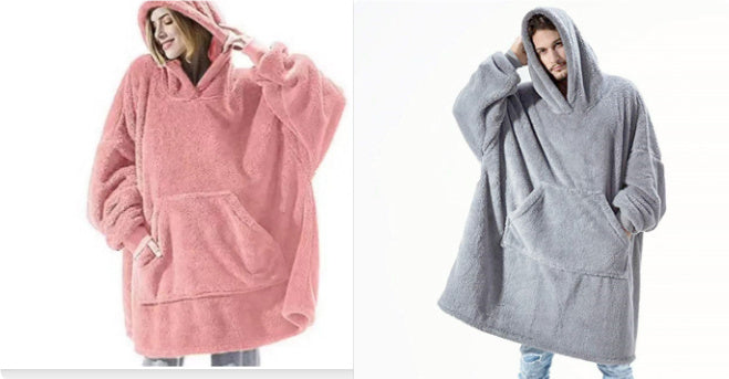 Hoodie Sweatshirt With Big Pocket Tops Sweater Comfortable Loose Double-Sided Fleece Thicker Wearable Blanket