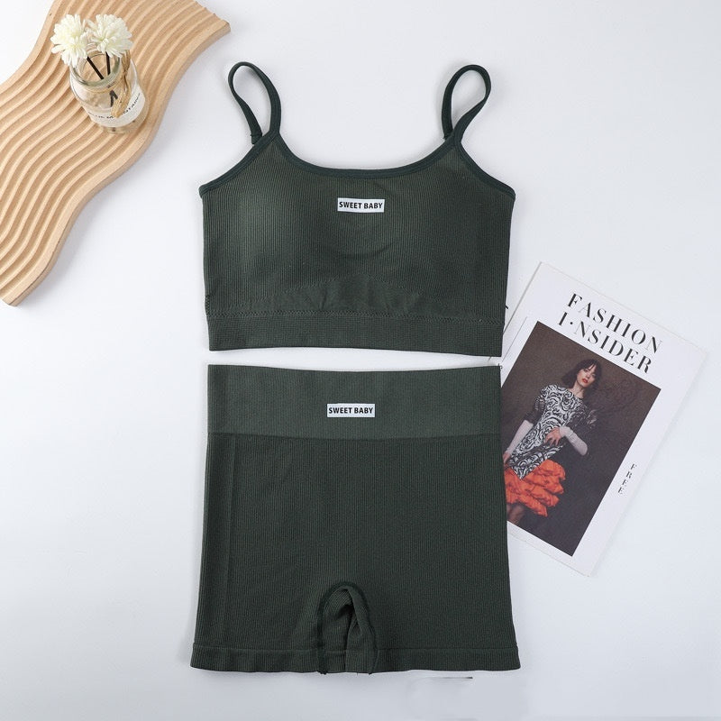 New High Waist Peach Yoga Suit Women