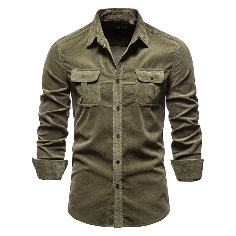 Cotton Japanese Corduroy Slim Casual Men's Shirt