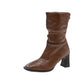 Large Size Women's Autumn And Winter High Heel Plus Fat Botton Width Ankle Boots