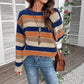 Ins Colorblock Striped Pullover Sweater Fashion Casual Long Sleeve Top Autumn And Winter Women's Clothing