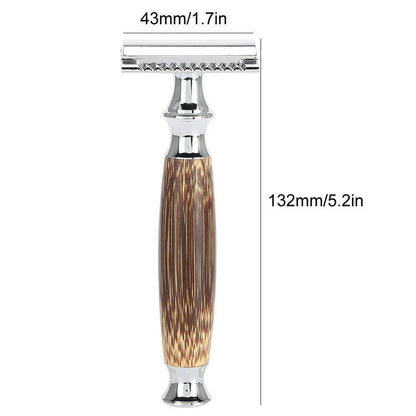 Double Edged Safety Razor with Long Natural Bamboo Handle Experience A Better Shave Grand slam Friendly Male Grooming