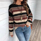 Ins Colorblock Striped Pullover Sweater Fashion Casual Long Sleeve Top Autumn And Winter Women's Clothing