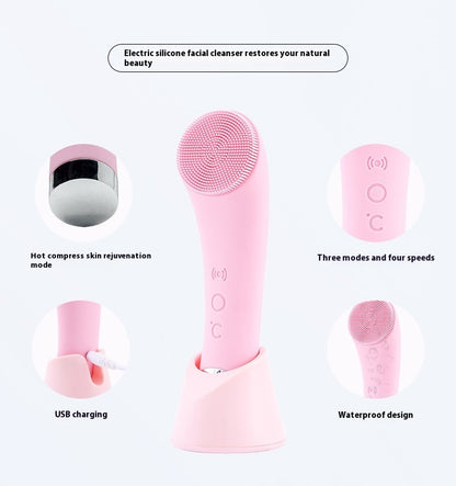 Silicone Face Cleansing Brush Facial Cleansing Brush Electric Facial Brush Vibration Heating