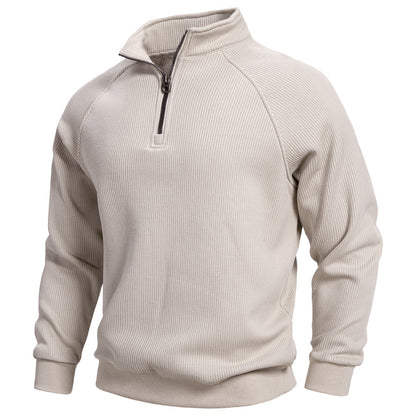 European And American Half Zipper Sweater Stand-up Collar All-match Fleece Men's Sweater Top