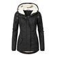 Winter Hooded Jacket Solid Color Warm Buckle Zip-up Fleece Jacket With Pockets Women's Casual Jacket