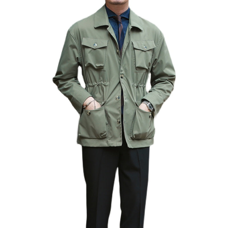 Vintage Jacket Coat Men Casual Waisted