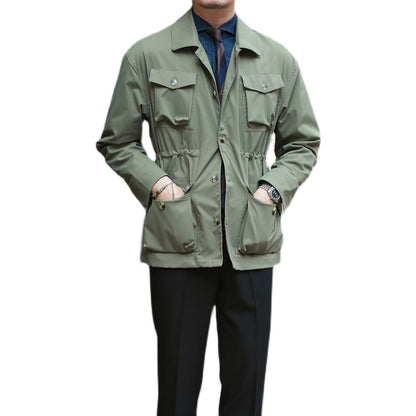 Vintage Jacket Coat Men Casual Waisted