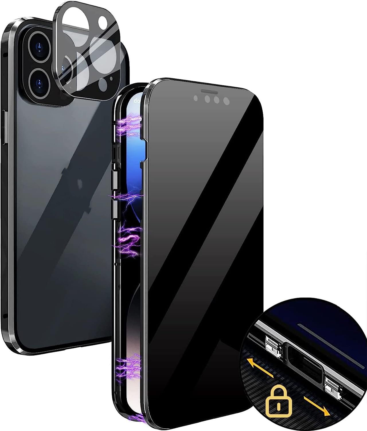 Magneto Phone Case With Double-sided Glass, Anti-peep, Full Coverage