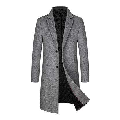 Men's Woolen Overcoat Mid-length Cotton-padded And Thickened