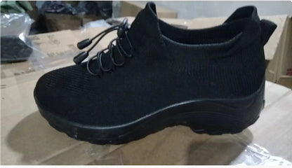 Large Size Women's Shoes High Elastic Flying Woven Breathable Sports Women's Socks Shoes