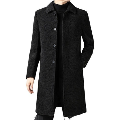Temperament Lapel With Velvet Men's Woolen Coat