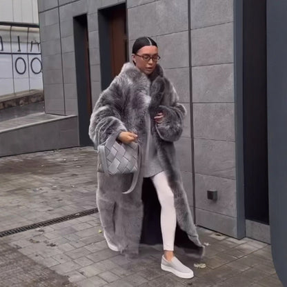 Women's Black And White Two-color Artificial Wool Coat