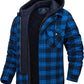Men's Plaid Hooded Coat Winter Warm Button Zip-up Jacket Fashion Casual Thick Padded Long Sleeves Outerwear Clothing