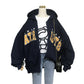 Heavy Industry Embroidered Letter Loose Hooded Jacket Sweatshirt