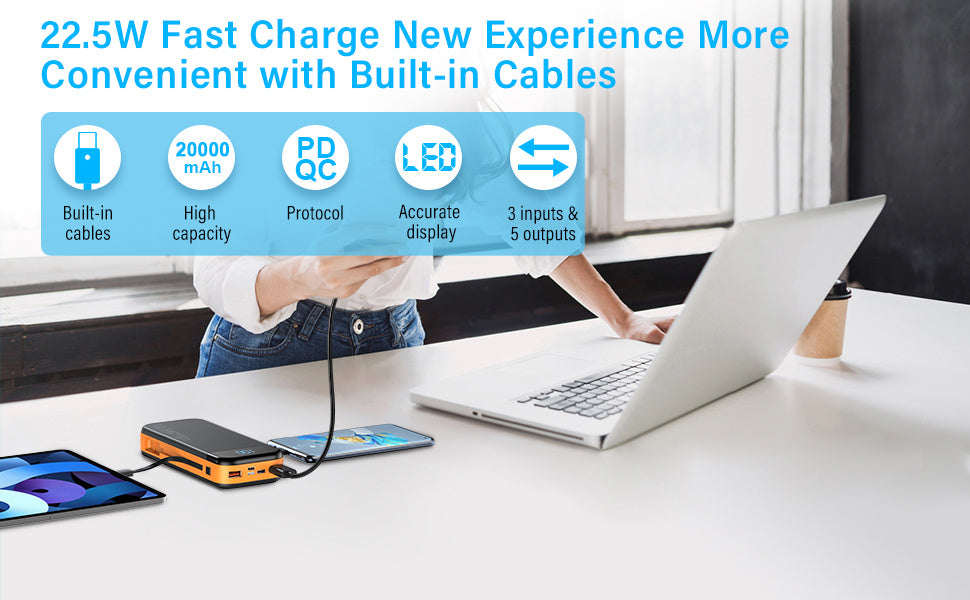 Comes With A 2-wire Digital Display Super Fast Charging Power Bank