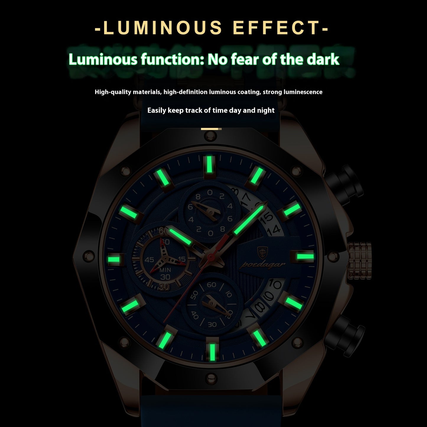 Silicone Band Multi-function Chronograph Men's Watch