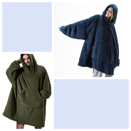 Hoodie Sweatshirt With Big Pocket Tops Sweater Comfortable Loose Double-Sided Fleece Thicker Wearable Blanket