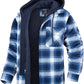 Men's Plaid Hooded Coat Winter Warm Button Zip-up Jacket Fashion Casual Thick Padded Long Sleeves Outerwear Clothing