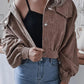 Lantern Sleeve Corduroy Casual Short Jacket