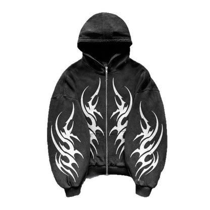 Gothic Punk Graphic Print Oversized Sweatshirt High Street Harajuku