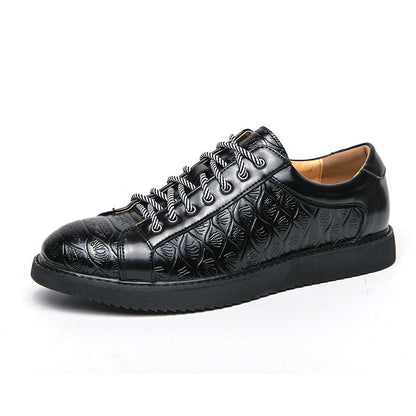 Men's Casual Leather Shoes Lace-up Flat Bottom Daily