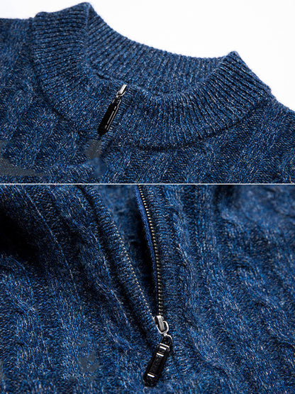 Men's Cashmere Sweater Zipper Collar Warm Sweater Thickened