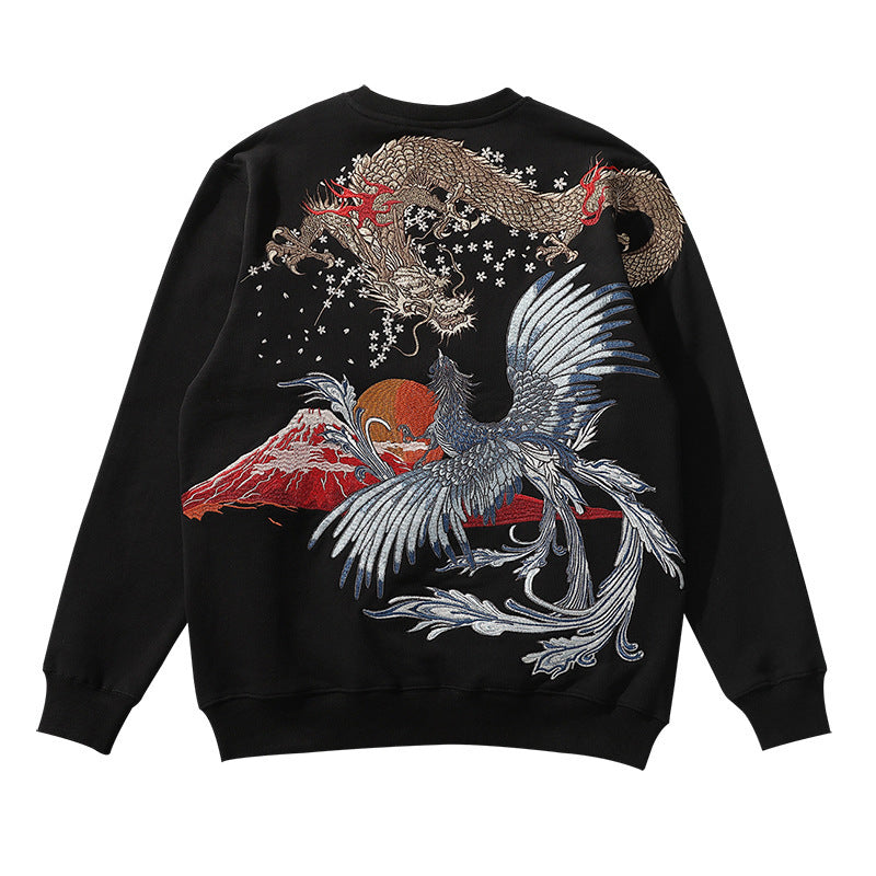 Tattoo Traditional Embroidered Crew Neck Sweatshirt