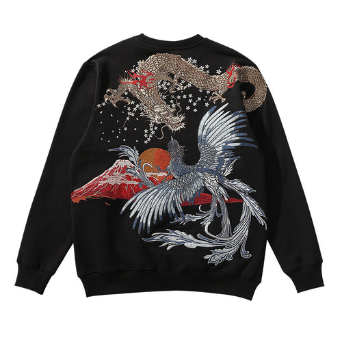 Tattoo Traditional Embroidered Crew Neck Sweatshirt