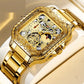 Retro Square Carved Multifunctional Six-pin Men's Watch