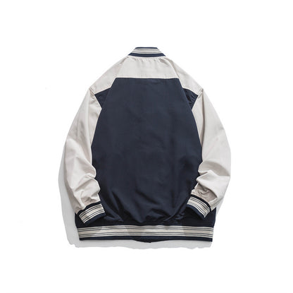 Colorblock Embroidered Baseball Jacket Unisex