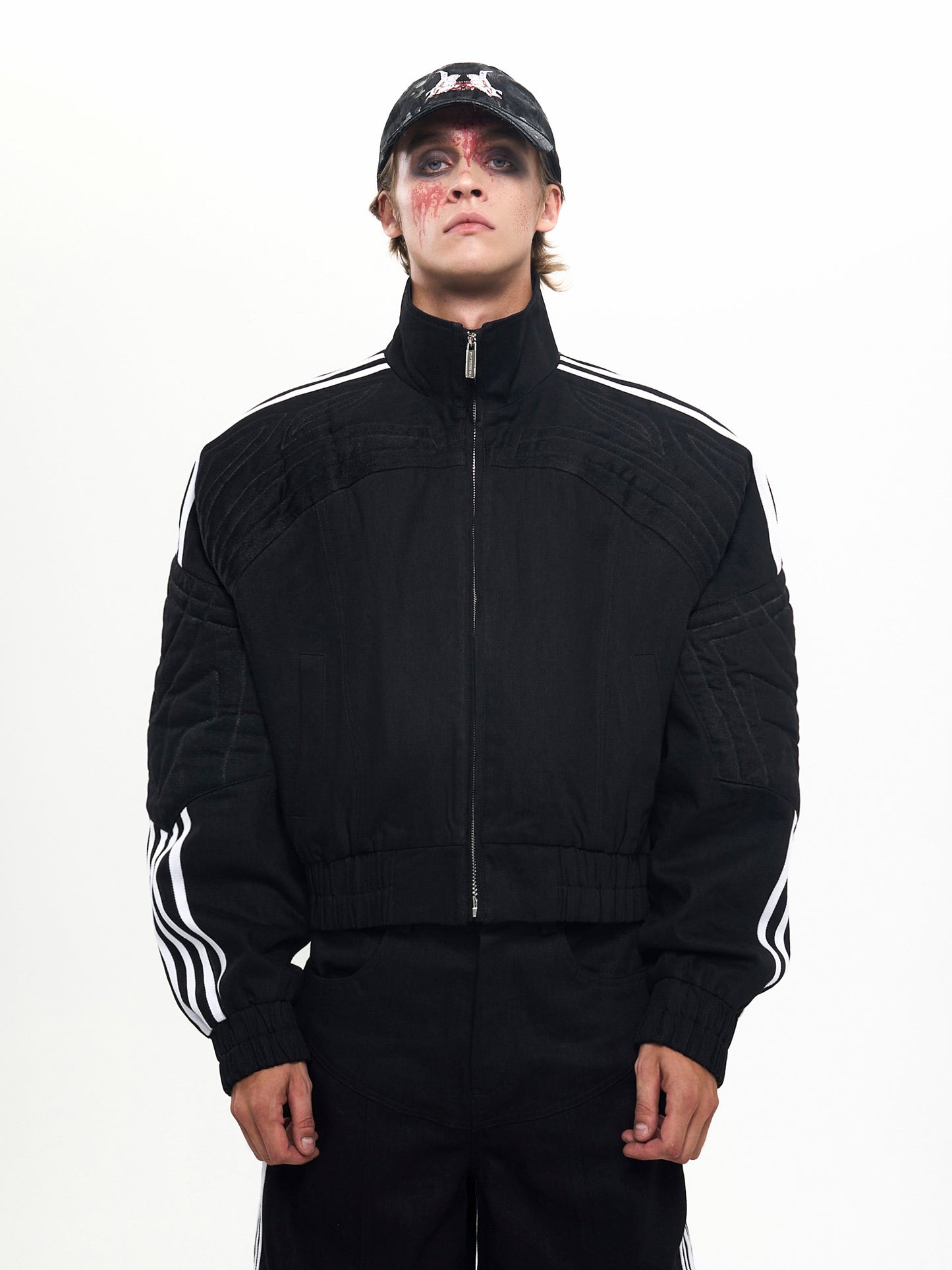 Men's Early Autumn Patchwork Stand-up Collar Cardigan Top Jacket