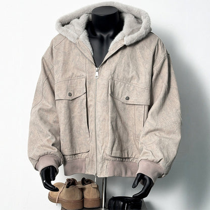 New Winter Mens Retro Marble-Textured Cotton Padded Jacket